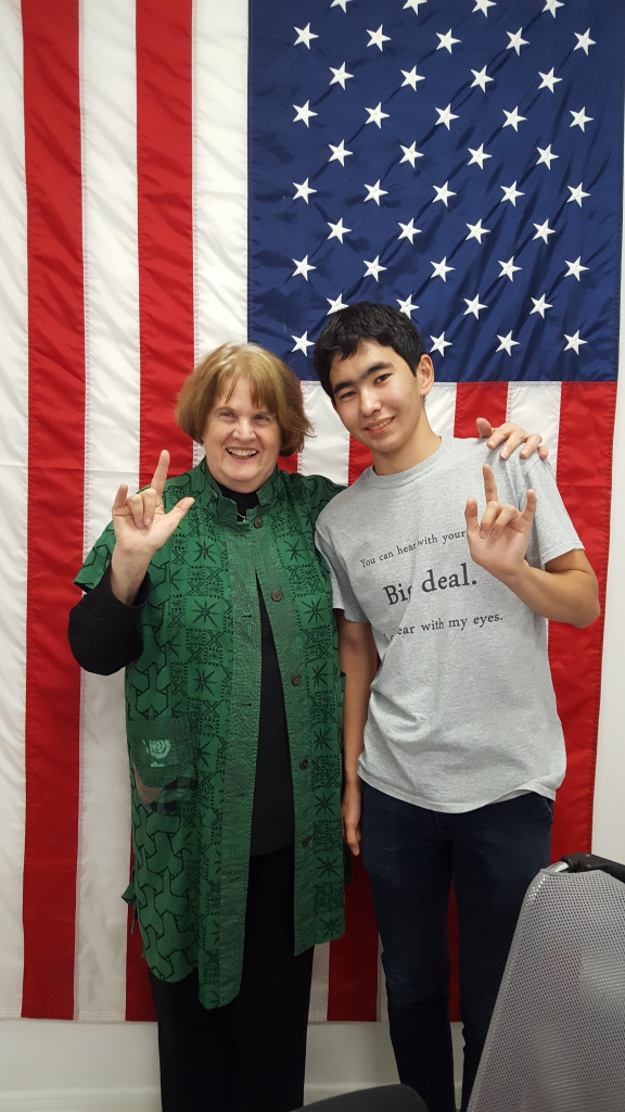 20190923_Teaching Sign language with Kazakh Deaf friend at American Corners_Eurasia Univ_Astana.jpg